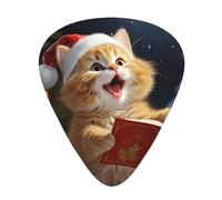 Cute Cat Sing Christmas Carols Guitar Plectrums, 12 Pcs Lightweight Guitar Plectrums, 0.46mm/0.71mm/0.96mm Thickness For Acoustic Guitar Acoustic Electric Guitar Ukulele Bass