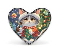Cute Cat Sing Christmas Carols Heart Brooch Pin Cute Animal for Backpacks Or Lapels Valentine Pin Anniversary