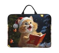 Cute Cat Sing Christmas Carols Laptop Case 14 Inch Laptop Sleeve Computer Carrying Bag Shockproof Protective Notebook Case Portable Laptop Bag Waterproof Briefcase Bag for Men Women