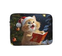 Cute Cat Sing Christmas Carols Laptop Case Sleeve 17 inch, Shockproof Protective Notebook Case Travel Laptop Bag Briefcase for Men Women Computer Cover Waterproof Computer Carrying Bag
