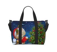 Cute Cat Sing Christmas Carols Large-Capacity Travel Bag with Adjustable Shoulder Strap, Suitable for Sports, Fishing, and Fitness.