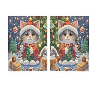 Cute Cat Sing Christmas Carols Passport Holder Personalized Passport Wallet for Women Men Travel Document Organizer Holder