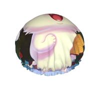 Cute Cat Sing Christmas Carols Shower Caps for Women Reusable Waterproof Shower Bonnet Large Elastic Bath Caps Double Layers Bathing Hair Caps Designed for all Hair Lengths with PEVA Lining