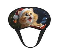 Cute Cat Sing Christmas Carols Sleep Mask for Side Sleeper, Blackout Eye Mask for Women Men, Zero Pressure Sleeping Masks Soft Breathable Eye Cover Comfortable Blindfold Eyeshade for Night Sleep