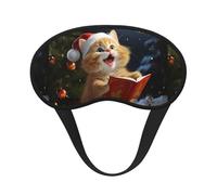 Cute Cat Sing Christmas Carols Sleep Mask for Side Sleeper Eye Mask for Sleeping Light Blocking Sleep Eye Mask for Women Men Adjustable Elastic Strap Travel Nap Blackout Eye Shade Cover