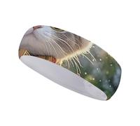 Cute Cat Sing Christmas Carols Sports Headbands Wide Non-Slip Workout Sweatband Elastic Stretch Athletic Headband for Running Cycling Football Yoga Hairband for Women and Men