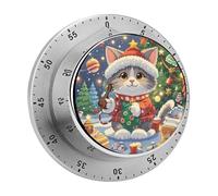 Cute Cat Sing Christmas Carols Timer Stainless Digital Visual Timer Exquisite Mechanical Countdown Time Management Tools with Silent Operation Timer for Kitchen Office Classroom