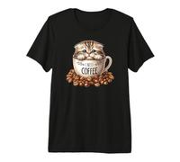 Cute Cat Sitting in Coffee Cup Kitten Lover Kitty Premium T-Shirt