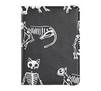 Cute Cat Skeletons Bone Leather Passport Card Holder Cover Combo for travel Vaccine Card Holder Cover Combo Passport Cover with RFID Blocking for men Lightweight, cute cat skeletons bone, One Size