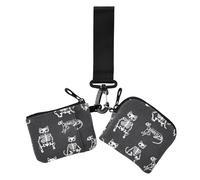 Cute Cat Skeletons Bone Women's Coin Wallet Card Holder Large Capacity Zipper Wristlet Wallet with Wristle Strap for Ladies 2 Packs tarjeteros para mujer, cute cat skeletons bone, Modern