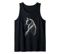 Cute Cat Sketch Art Graphic Kitty Lover Tank Top