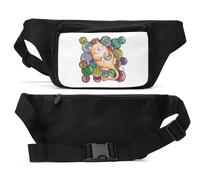 Cute Cat Sleeping On Yarn Unisex Waist Bag Black