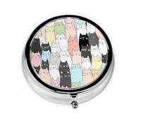 Cute Cat Small Pill Box 3 Compartment Portable Pill Box for Purse Pocket Cartoon Kitten Mini Medicine Organiser for Daily Vitamin Fish Oil Storage