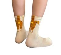 Cute Cat Socks with Balls, 2 Pairs 3 Pairs, Cotton Funny 3D Plush Balls 3D Knit Animal Socks Hand Crocheted Double Layer Soft and Comfortable Wear Great Gift Idea