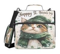 Cute Cat St 1.5-Inch 3-Ringing Binder Organizer with Shoulder Strap & Handle Waterproof Zippered Portfolio for Middle Student