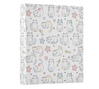 Cute Cat Star 3 Ring Binder 1.5 Inch Round Ring Binder View Binder Holds 200 Documents for Home School Office Use