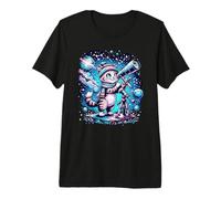 Cute Cat Stargazing Telescope Cosmic Night Sky Premium T-Shirt