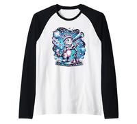 Cute Cat Stargazing Telescope Cosmic Night Sky Raglan Baseball Tee