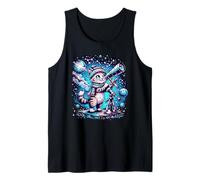 Cute Cat Stargazing Telescope Cosmic Night Sky Tank Top