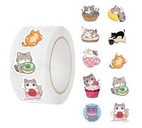 Cute Cat Stickers - 500 Sheet/Roll Decals Decoration - Envelope Seal Decoration,for Classroom School Party Journaling Scrapbook Notebook Laptop Water Bottle Workbook Envelope