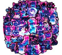 Cute Cat Stickers 56 Pcs Cool Neon Cat Sticker Pack, Prizes for Kids Classroom, Waterproof Vinyl Stickers for Water Bottles, Scrapbook, Journal, Skateboard, Laptop, Notesbook, Suitcase, Tumbler, etc