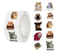 Cute Cat Stickers - 6cm/2.36", Stickers for Water Bottle | 500 Sheets/Roll - Funny Cat Meme Vinyl Sticker | For School Party Office Scrapbook Notebook Laptop Water Bottle Workbook Notebook Notebook