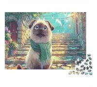 Cute Cat Stone Alley 1000 Piece Jigsaw Puzzle Jigsaw Puzzle for Adults Scenic Night View Relaxing Gift 70x50cm/1000pcs
