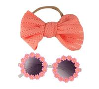 Cute Cat Sunglasses Dogs Headband Cartoon Round Flower Bow Pet Grooming Hairpin Hair Accessories for Party, Photography Props(pink)