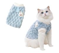 Cute Cat Sweatshirt Fluffy Warm Pet Apparel Cartoon Kitten Winter Coat Pullover Soft Skin-Friendly Knitwear (Large, Blue)