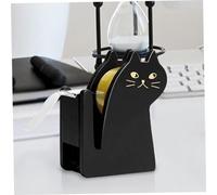 Cute Cat Tape Dispenser,Vintage Wooden Kitty Tape Cutter with 1 Roll Tape for Home Office Desktop Accessory (Black) Glue Sticks and pens