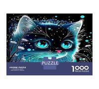 Cute Cat Thick Paper Cosmic Black Cat Stars Jigsaw Puzzle Bundle Boredom Buster Puzzle Gift 52x38cm/1000pcs