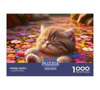 Cute Cat Thousand Piece Cardboard Jigsaw Puzzle for Adults Premium Precision Cut Thick Pieces Home Decor Wall Decor 70x50cm/1000pcs