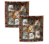 Cute Cat Throw Blanket, Cat Flannel Fleece Sofa Blanket,Throws for Sofas 70x100cm, Super Soft Cosy Warm Flannel Fleece Blankets for Women Bed Single Bedroom Living Rooms Couch (2PC)