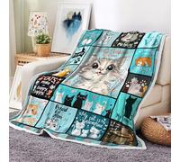 Cute Cat Throw Blanket, Funny Cat Pattern Blankets for Cat Lovers, Cat Themed Ultra Soft Cozy Lightweight Blankets for Mom Kids, Warm Fleece Blanket Home Decor for Couch Bed Living Room 60X90IN