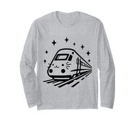 Cute Cat Train Kitten Face Monorail Top Funny Long Sleeve T-Shirt