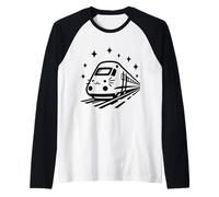Cute Cat Train Kitten Face Monorail Top Funny Raglan Baseball Tee