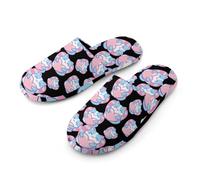 Cute Cat Transgender Love Hearts Flannel Men's Slip-on Slippers Soft Warm House Shoes Cotton-Lining Rubber Sole for Home Hotel 41-42_（7.5-8.5）