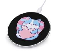 Cute Cat Transgender Love Hearts Wireless Charger Pad Fast 10W Max Portable Charging Station Compatible with iPhone