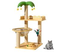 Cute Cat Tree Coconut Tree Cat Climbing Frame for Indoor Cats with Full Sisal Scratching Post, Perch, Jumping Platform Small Cat Tree Activity Center,A (One Color B)