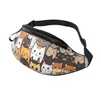 Cute Cat Trendy Printed Crossbody Bag Cute Cartoon Cat Unisex Crossbody Waist Pack Cartoon Cat Adjustable Waist Fanny Pack Festival-Goers - Theft-Proof Compact Bag for Phones & valuables 14X35CM