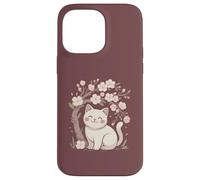 Cute Cat Under Cherry Blossoms Sakura Spring Case for iPhone 14 Pro Max