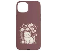 Cute Cat Under Cherry Blossoms Sakura Spring Case for iPhone 15 Plus