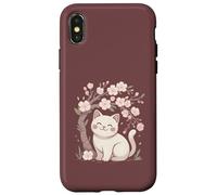 Cute Cat Under Cherry Blossoms Sakura Spring Case for iPhone X/XS