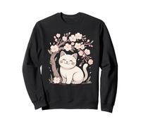 Cute Cat Under Cherry Blossoms Sakura Spring Sweatshirt