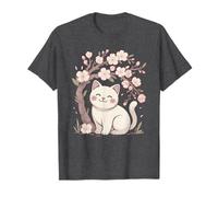 Cute Cat Under Cherry Blossoms Sakura Spring T-Shirt