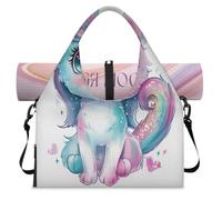 Cute Cat Unicorn Sports Duffel Bag for Women Men Weekend Overnight Bag with Shoe Compartment Shoulder Tote Luggage Bag for Yoga Gym Travel
