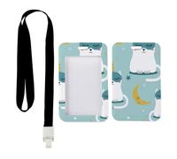 Cute Cat Unicorns ID Card Holder with Black Lanyard, Name Badge Holders, Vertical Name Badges Protector for Teacher, Vertical ID Cards Protector for Staff, Delivery Driver Accessories Nurse Essentials