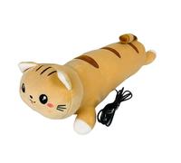 Cute Cat USB Electric Heated Pad, 19.6" Portable Short Plush Throw Heated Pillow for Period Cramps & Back Pain Relief, Stuffed Animal Hot Compress for Neck Shoulder 5 Temperature Setting (Yellow)