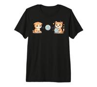 Cute Cat Volleyball Equation Fun Graphic Premium T-Shirt