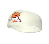 Cute Cat Wearing A Pumpkin Costume for Halloween Celebration Headbands Men Women Non Slip Wicking Sports Sweatband for Gym Basketball Yoga Hairbands